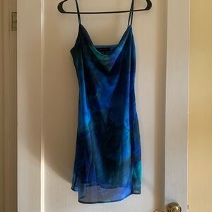 Dynamite Blue Cowl Neck Mini Slip Dress in size S